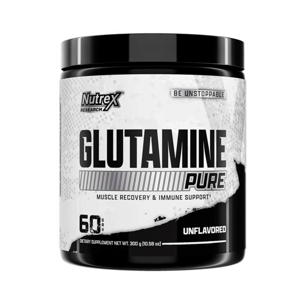 Nutrex Research L-Glutamine 粉末补充剂 - 60 service - 纯无味,Non-GMO & Gluten Free QQ - No Clumps!.