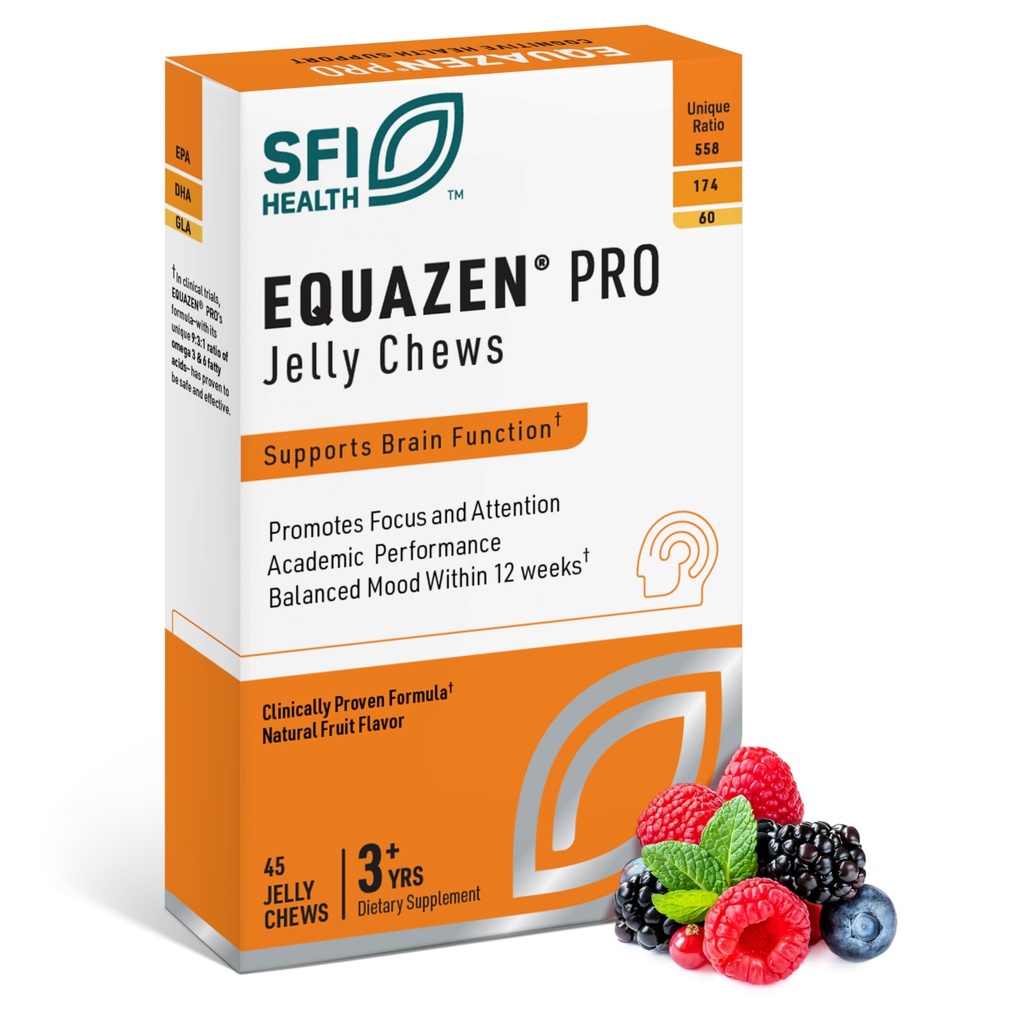 Equazen Pro SFI 健康鱼油 Jelly Chews - Omega 3 & Omega 6 for Kids & Teens - EPA,GLA & DHA for Kids Mood,记忆和焦点支持 - 优化生物利用率和吸收(45 Jelly Chews)