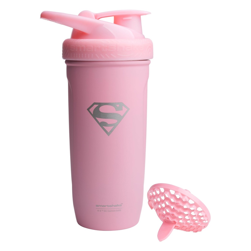 Smartshake DC COMICS Reforce 无锡 蛋白质 摇摆瓶900 ml → 30 oz - 防漏螺丝上 Lid - BPA 自由 - Unisex - 非绝缘 - 超级女孩 Logo