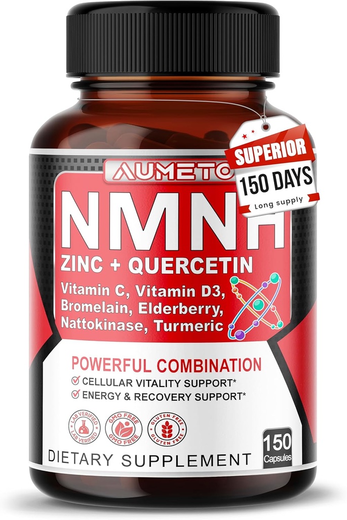 NMNH 600 mg配有锌,奎西丁,维生素D3,老莓和Nattokinase — Daily Cellular Wellness & H健康老化支持 — 150 Capsules — 在美国制造