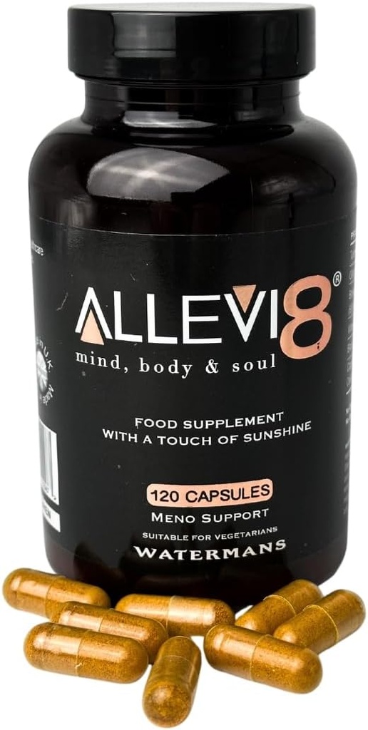 Watermans Allevi8 Curcumin Turmeric, Ginger, Frankincense, 维生素D和黑辣椒提取最佳吸附 - 日常联合和心理健康,免疫健康支持