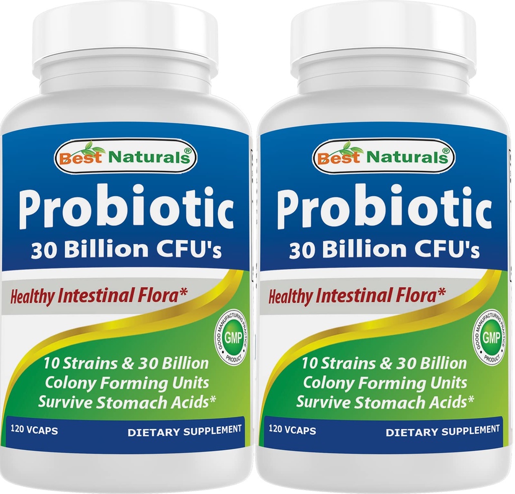 Best Naturals Probiotic 10 Strains 30亿大陆架 稳定 120 Veggie Caps(120个计数(2包))