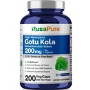 NusaPure Gotu Kola Capsules 20:1 提取物,200毫克等效于4000毫克/百草本,200 Counter, Non-GMO, Vegan, Bioperine - 传统草本提取物