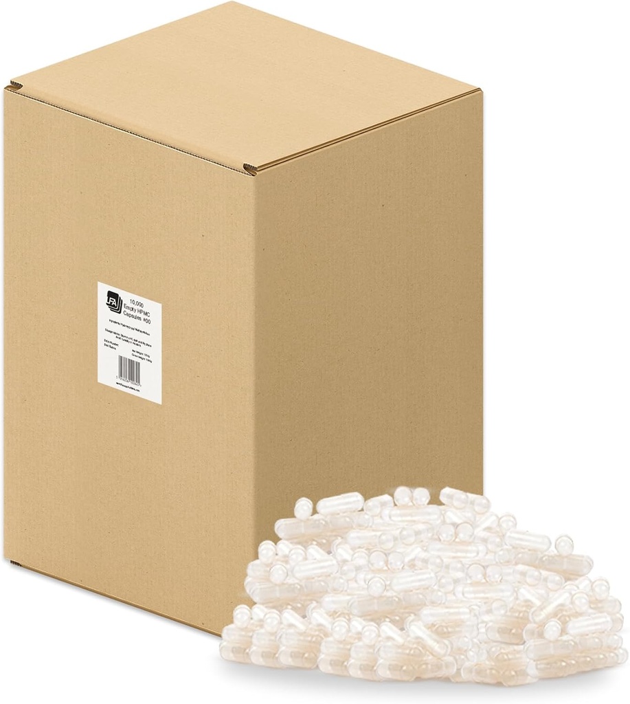 空 00 Capsules - Vegan HPMC - 10000 个计数盒 - Pill Capsules 空配对 Capsules 填充机托盘 - 加入 Vegetarian Caps 轻松的 Snap for DiY Powder 补充药 - Halal & Kosher