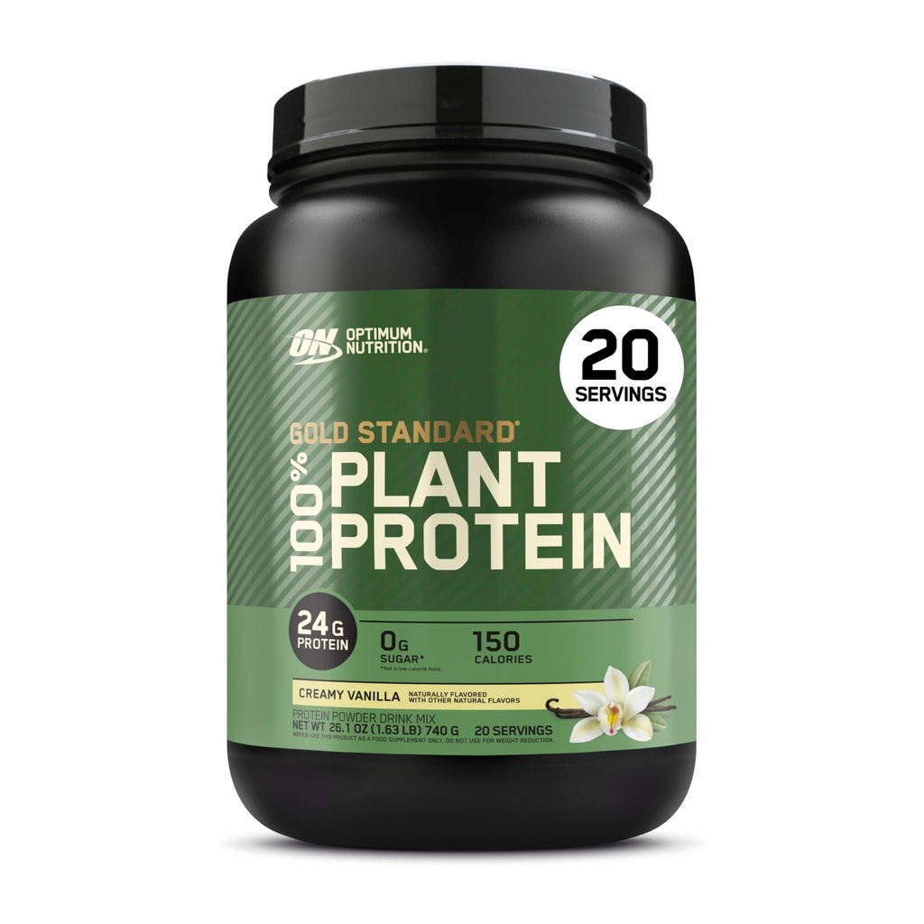 最佳营养金标准 100% 植物基蛋白粉,Gluten Free, Vegan 蛋白用于支持和用氨基酸恢复- Creamy Vanilla, 20 services (Package May Vary)
