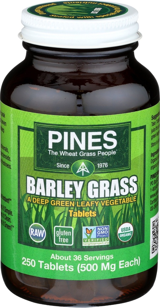 PINES 有机大麦草,500毫克,250个计数片