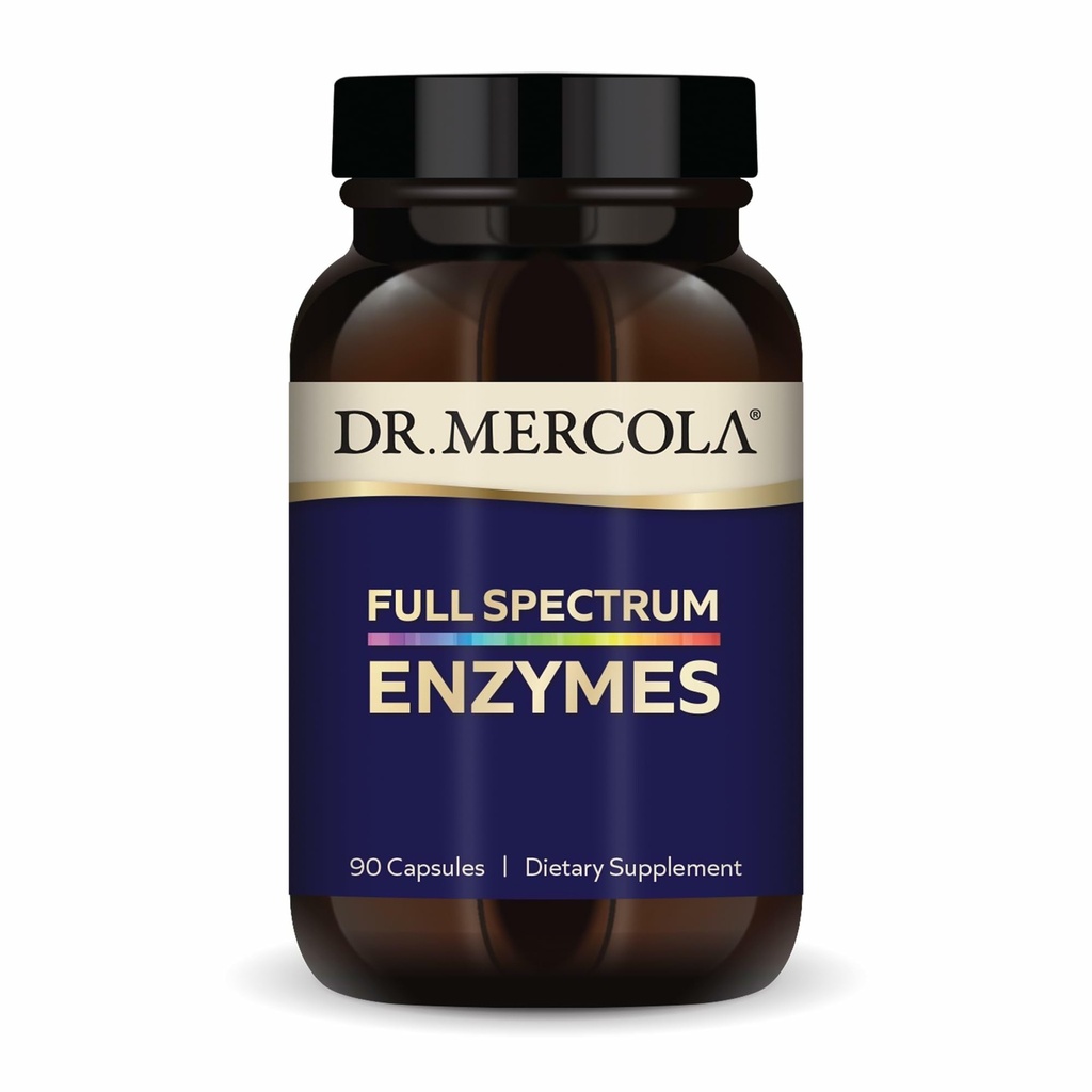 Mercola Full Spectrum Enzyms博士 - 22种不同的酶 - 支持消化和免疫健康 - 帮助消化碳水化合物,脂肪,蛋白质和纤维 - 非GMO,Gluten-free & Soy-free - 90 Capsules