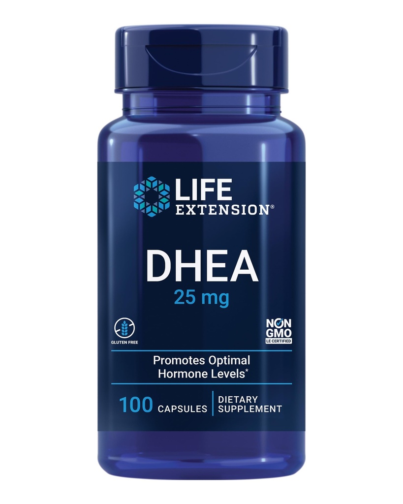 寿命延长锂 1000 mcg 和 DHEA 25 mg - 脑健康、抗衰老、长寿、免疫和性健康补充 - 100 mg