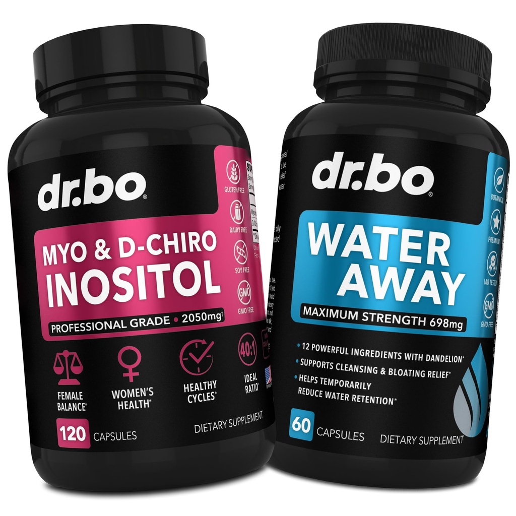 Myo-Inositol & D-Chiro Inositol & Water Away Pills - Gut Health & Leg Swelling的留水消毒剂 - 支持月经周期和妇女健康的妇女补充剂