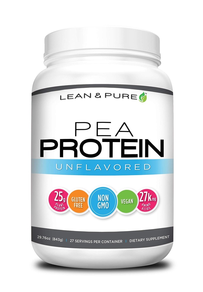 Lean & Pure Pea蛋白粉、Vegan、Low Carb、25克蛋白、非转基因生物、Gluten Free、27种服务、843克