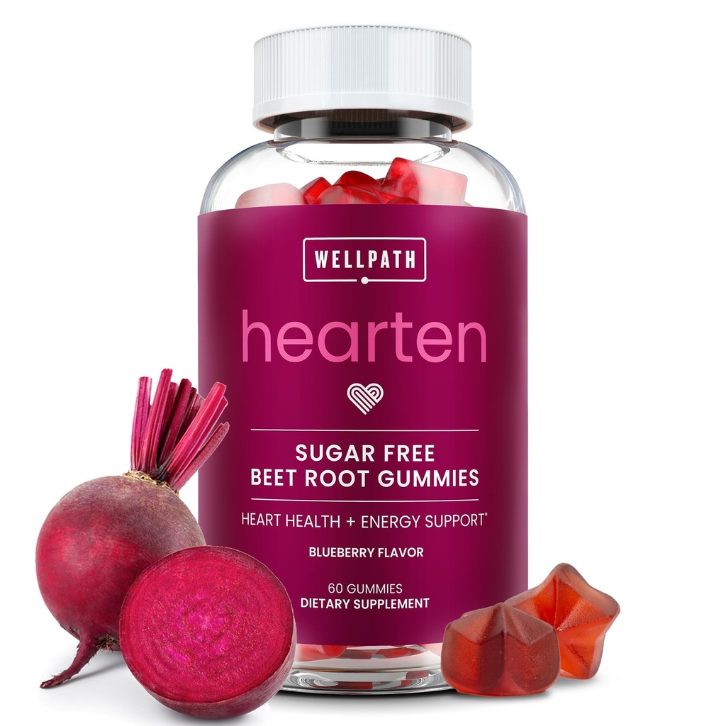 WellPath Beet Root Gummys (Sugar Free - Blueberry Flavor) 1500 mg → Beet Gummys for Blood 压力支持 → Super Nitry Oxide Gummys → Tasty Beets Chews → 抗氧化剂 → 60 Ct