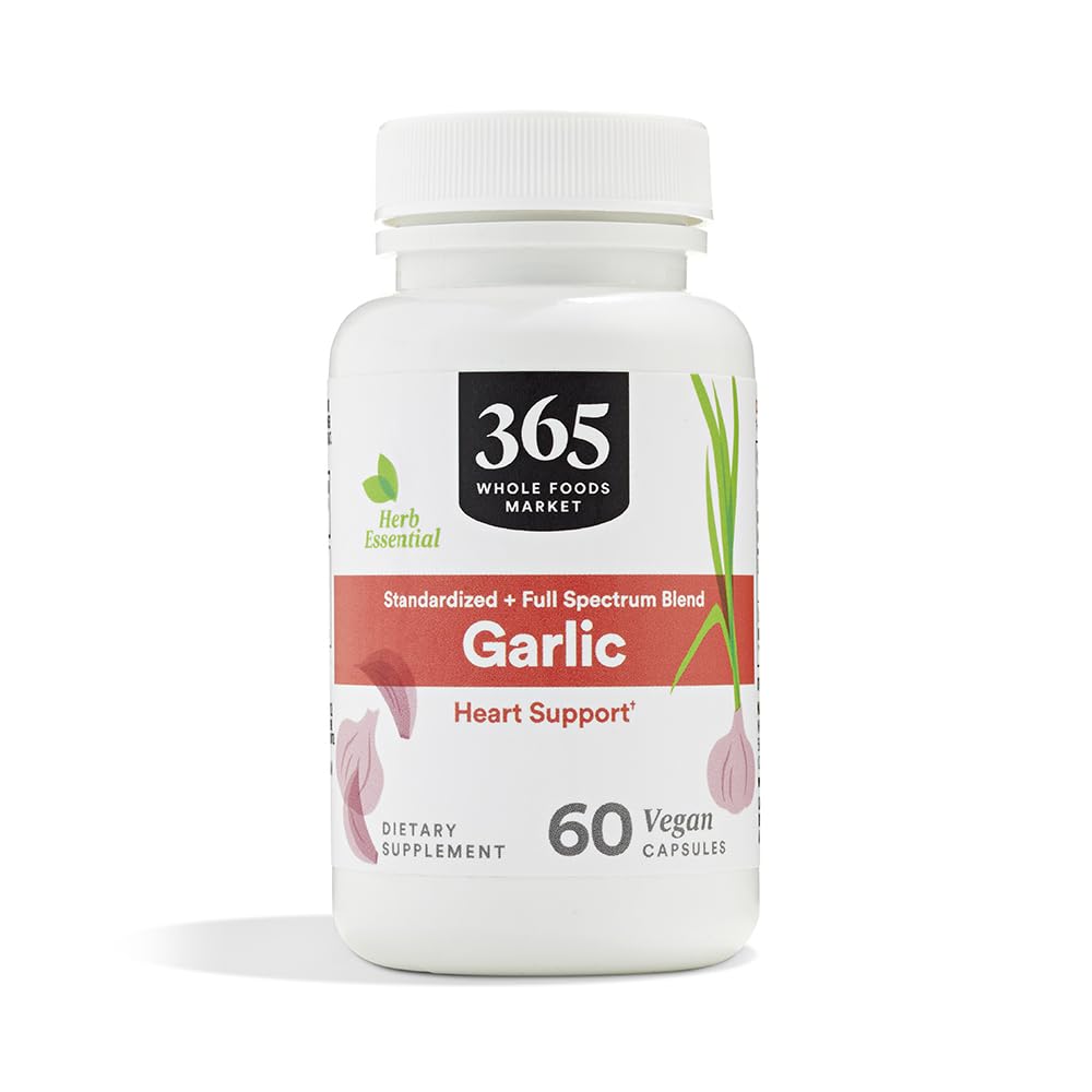 365 由全食品市场,大蒜饮食补充,维根卡普勒斯,支持心脏健康,60 Counter
