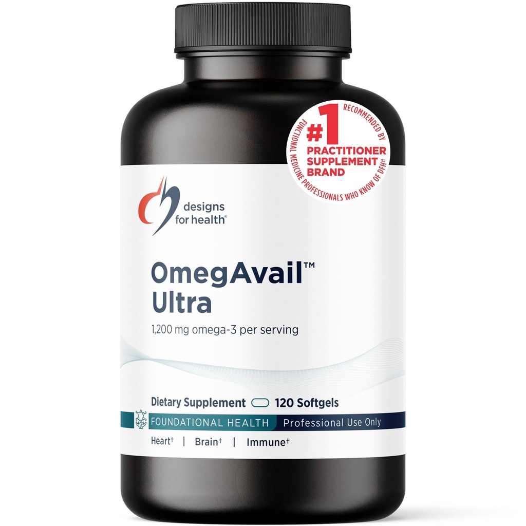 健康OmegAvail Ultra TG鱼油1200mg-Triglyceride Form Omega 3鱼油补充剂,配有DHA/EPA-无鱼余味(120软胶)