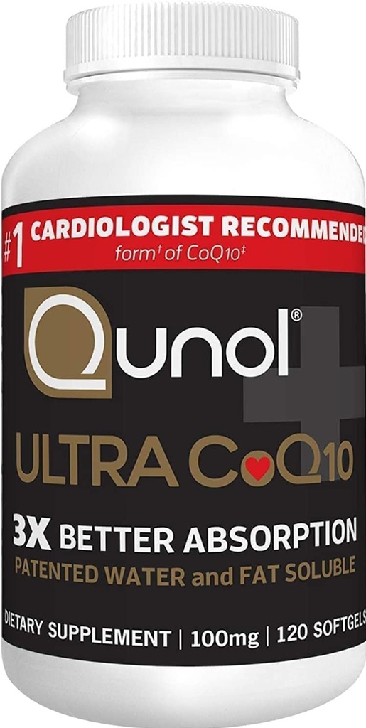 Qunol CoQ10 100mg 软胶,Ultra 3x 更好的吸收 软胶 Q10 补充剂 - 抗氧化剂补充剂,用于血管和心脏健康与能源生产 - 4个月供应 - 120个计数