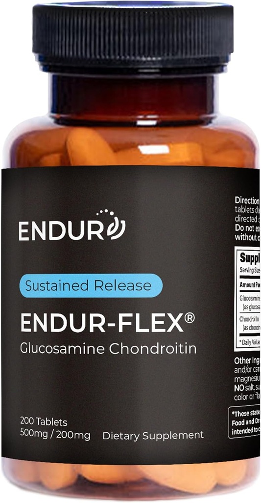 ENDUR-FLEX,Glucosamine Chondroitin 帮助保护你积极流动的联合支助补编,Gluten Free,500mg/200mg(200平板电脑)