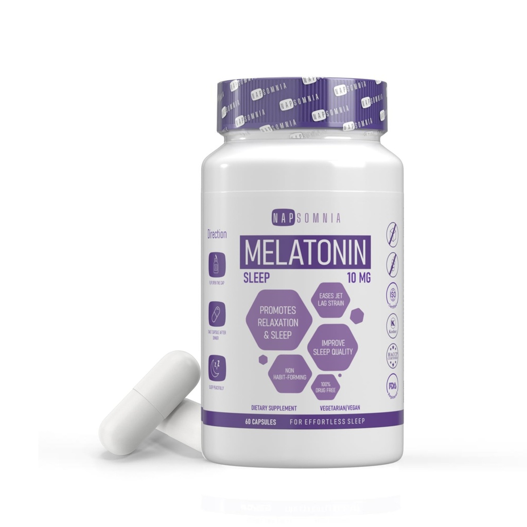 男女睡眠的Melatonin - Sleep Melatonin w/ Valerian 根提取器 - Vegan Melatonin 10 Mg Capsules - 成人睡眠援助 - Ease Jet Lag Strain的深睡补充剂