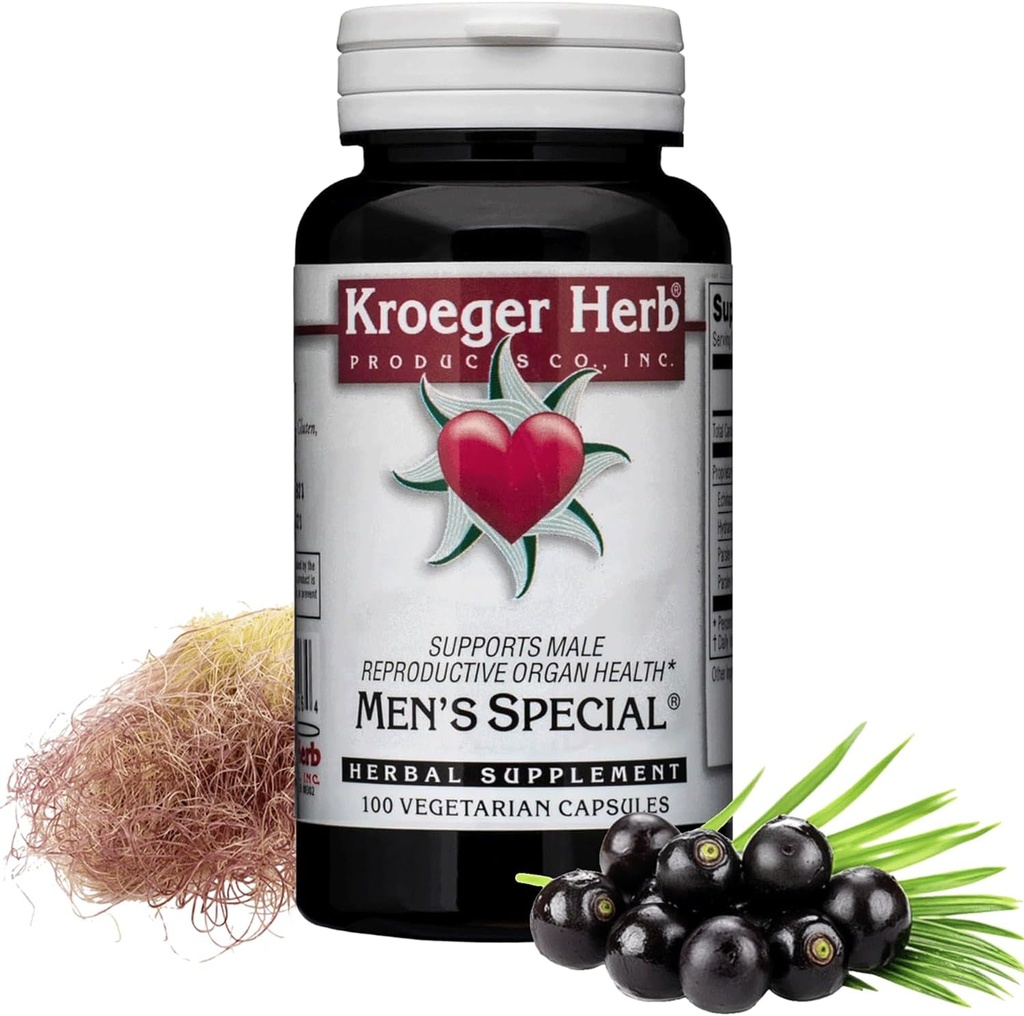 Kroeger Herb 产品, Men's Special QQ 支持 Saw Palmetto 的男性前列腺辅助剂, 黑胡桃 & Cornsilk QQ Herbal Urinary 健康公式 QQ 美国制造