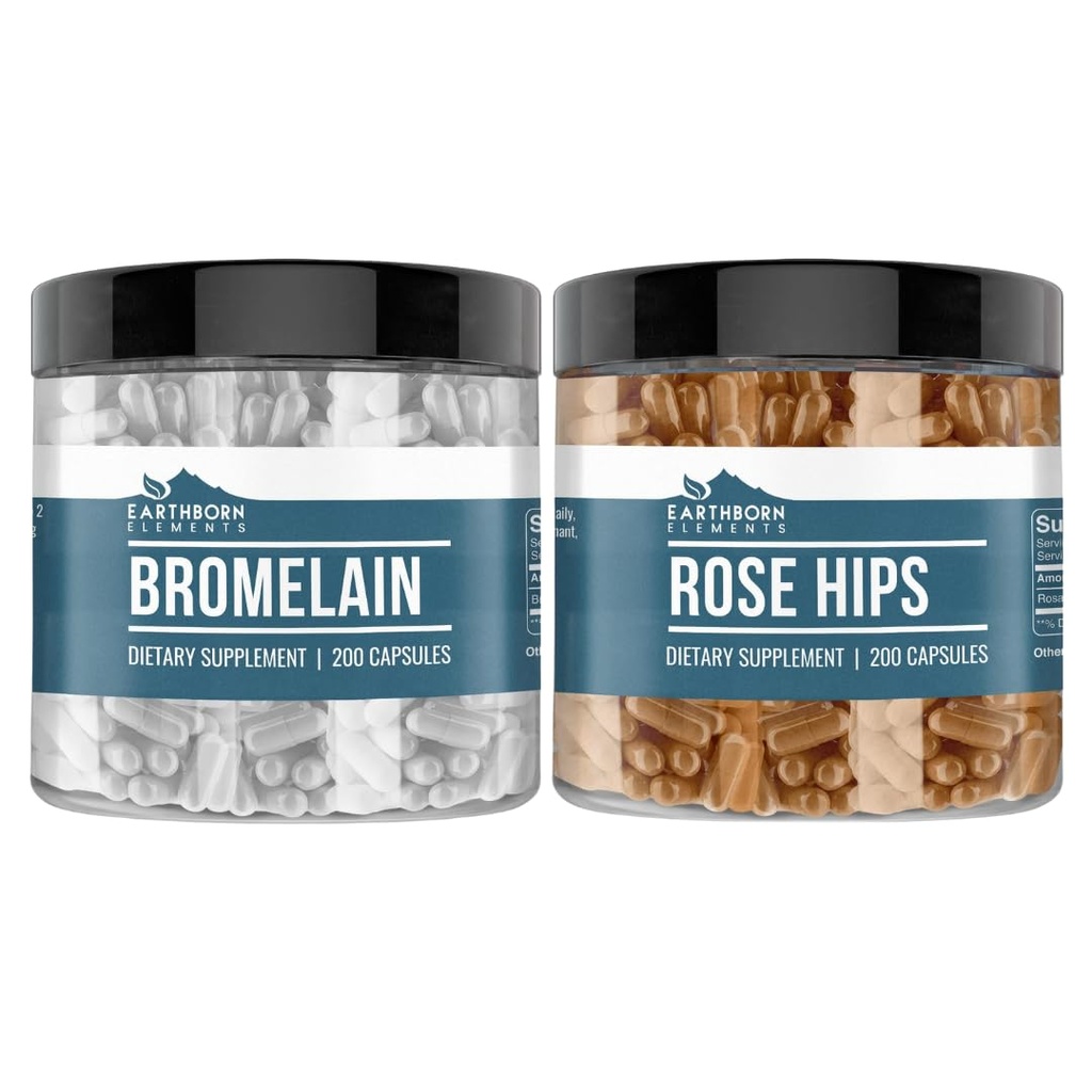 土生元素 Rose HIPS & Bromelain Capsule Bundle(每个200个Capsules),纯和未稀释,无添加剂