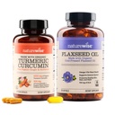 NatureWise Curcumin Turmeric 2250mg & Flaxseed Oil 1200mg Omega 3 6 9 软胶用于联合,心脏和免疫支持[1&2个月供应].