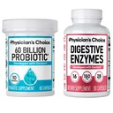 物理学家的CHOICE - 最佳古特健康包厢:60亿Probiotic 60ct + 消化酶 90ct 用于消化舒适和免疫支持