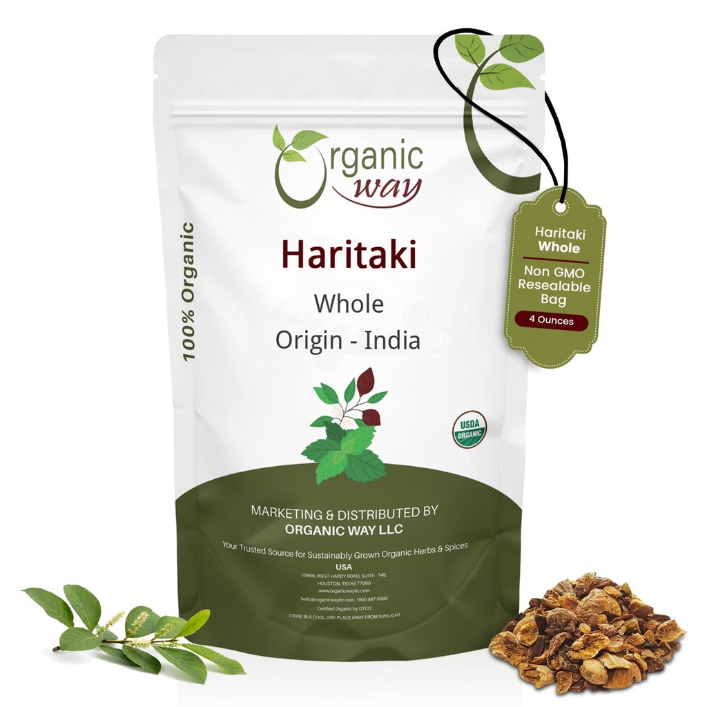 有机道路 Haritaki 整体 (Chebulic Myrobalan) | Terminia Chebula (Yellow Myrobalan) | Kosher & UDA 认证 | Vegan, Non-GMO & Gluten Free | 100% Raw from India (4 oz - 1/4 lbs) % T.