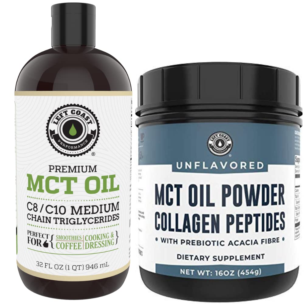 左岸性能 32oz Premium MCT Oil和 16oz Unflorored MCT + 柯拉根粉