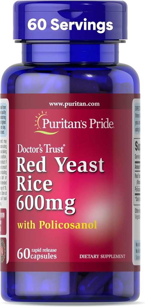 纯洁的荣誉医生信托基金 红酵母稻60mg 配Policosanol,饮食补充,60 快速释放卡普尔