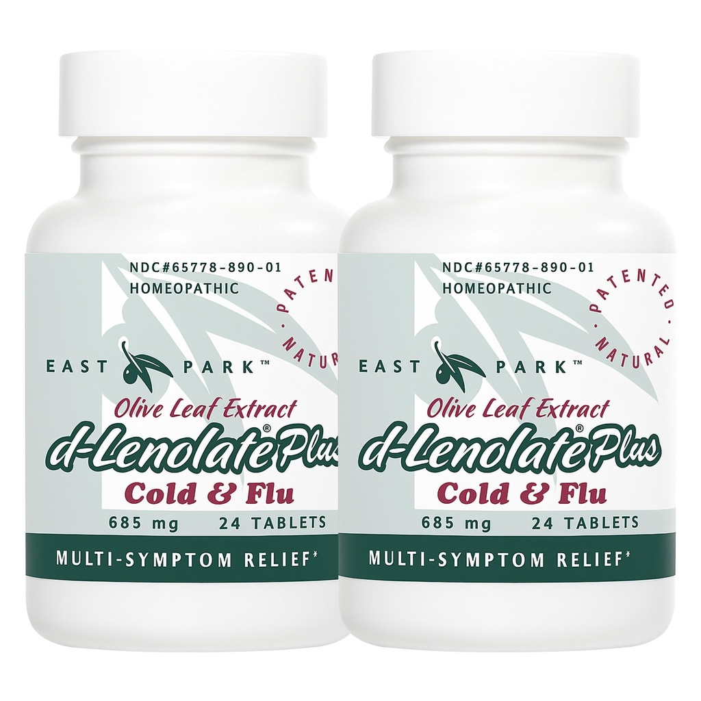 East Park d-Lenolate Plus Cold & Flus Homopathic Madific for Adults & Kids immune系统助推器 橄榄叶提取器 Neem Leaf提取器 & Echinacea → 625mg, 24块平板电脑 & 非GMO(2包)