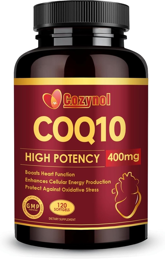 CoQ10 400mg 软胶与Omega 3 & PQQ, 强大的抗氧化剂用于心脏健康和能源生产, 120 计数