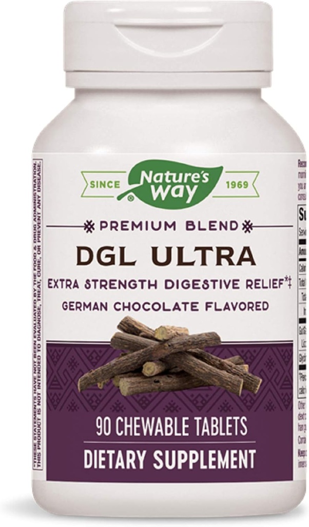 Nature's Way DGL ULTRA 10:1 外加强度,每服75毫克,德国巧克力火焰,90 Chewables,Package May Vary 2(包装5月Vary)