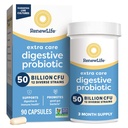 续订生命额外护理 消化消化剂 Capsules, 5亿 CFU 保证书, 每日补充支助 Imune, 消化剂, 呼吸卫生(1), L. Rhamnosus GG, 奶业, 大豆和无葡萄糖, 90 Counter