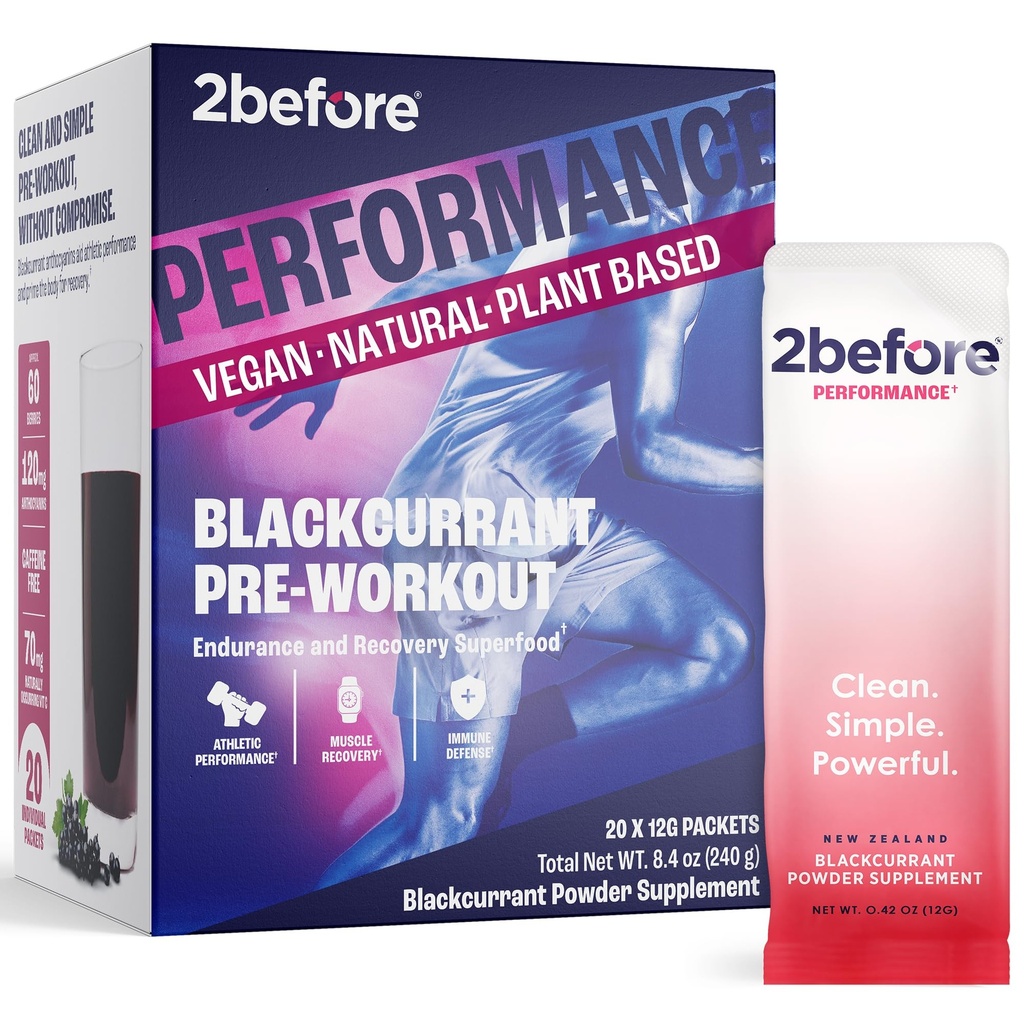 2 之前 Blackcurrant I All Natural Vegan Pre Workout, Cafeine Free I Clean Energy, 耐力,恢复 I Pre Workout Women and Men I 20 个人包装 知情体育认证
