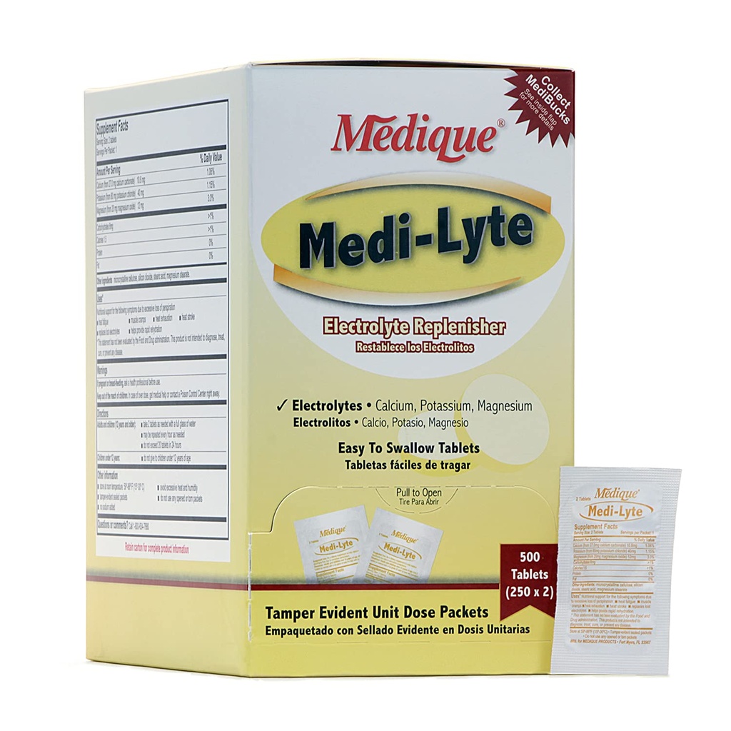 Medique Medi-Lyte 电解充电器,从热,应激,法蒂格,和肌肉 Cramping, 容易到燕子板, 500块(250 x 2)