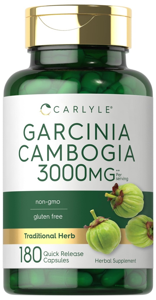 Carlyle Garcinia Cambogia 摘录 | 3000mg | 180 Capsules | Non-GMO, Gluten 免费补编