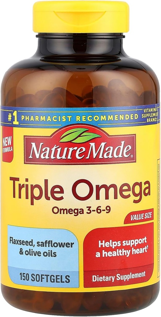 三联Omega 3-6-9, 150 Softgels 价值大小, Omega 心脏健康补编