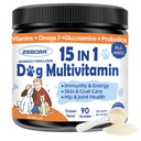 ZEBORA 多维他命粉 用Glucosamine, 狗维生素和辅料 免疫支持, 皮肤和煤炭 补充 Omega 3 过敏性缓解, 消化和古特健康 的 抗生素