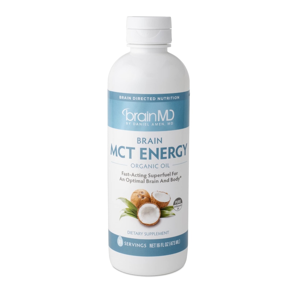 阿门·BrainMD博士 Brain MCT Energy - 16 fl z - 对大脑和身体的能量支持 - 改善焦点和满足 - 清洁和快速代理 - Gluten Free - 31 services