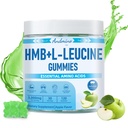 HMB和L-Leucine Gummys, 3000mg, 与Trehalose, 用于肌肉生长、肌肉救济和工作恢复, 面向成年人和老人, Non-GMO, Vegan, Gluten Free, Apple Flavor, 120