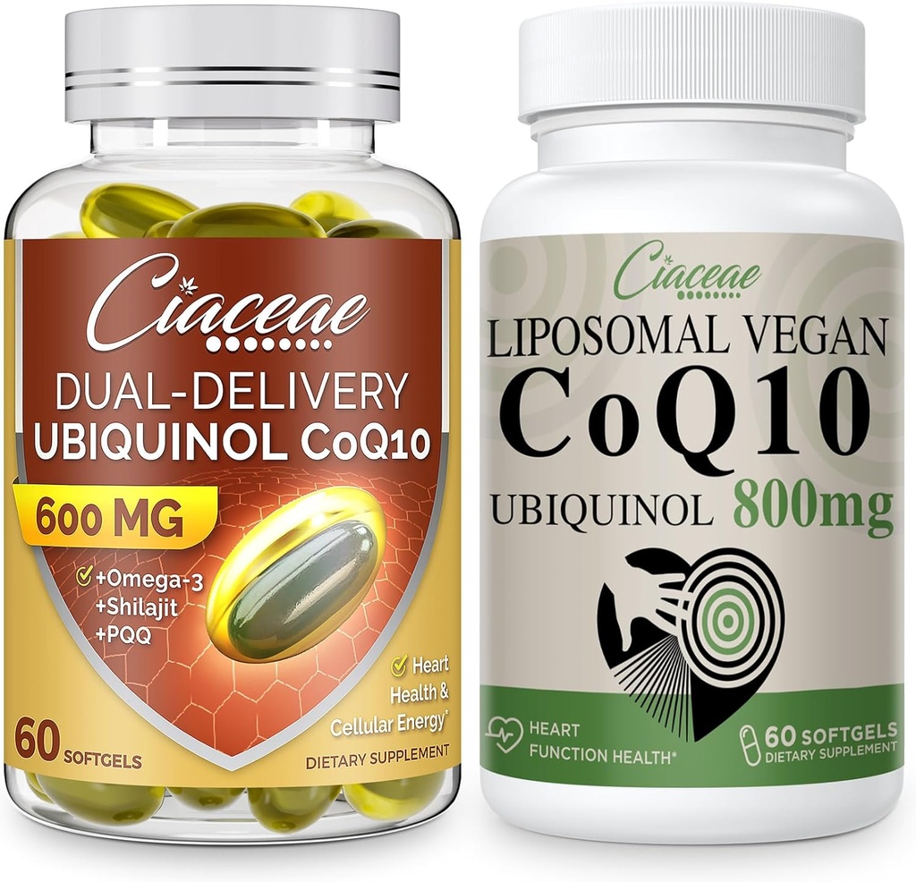 Liposomal CoQ10 800mg 1PCS 套装Ubiquinol CoQ10 600 MG 软胶套装Omega-3 & Shilajit & PQQ 1PCS