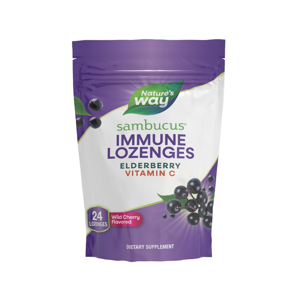 自然之路 Sambucus Immune Lozenges, 高发性维生素C, 老年莓, 野樱桃火焰, 24 Lozenges (Package May Vary)