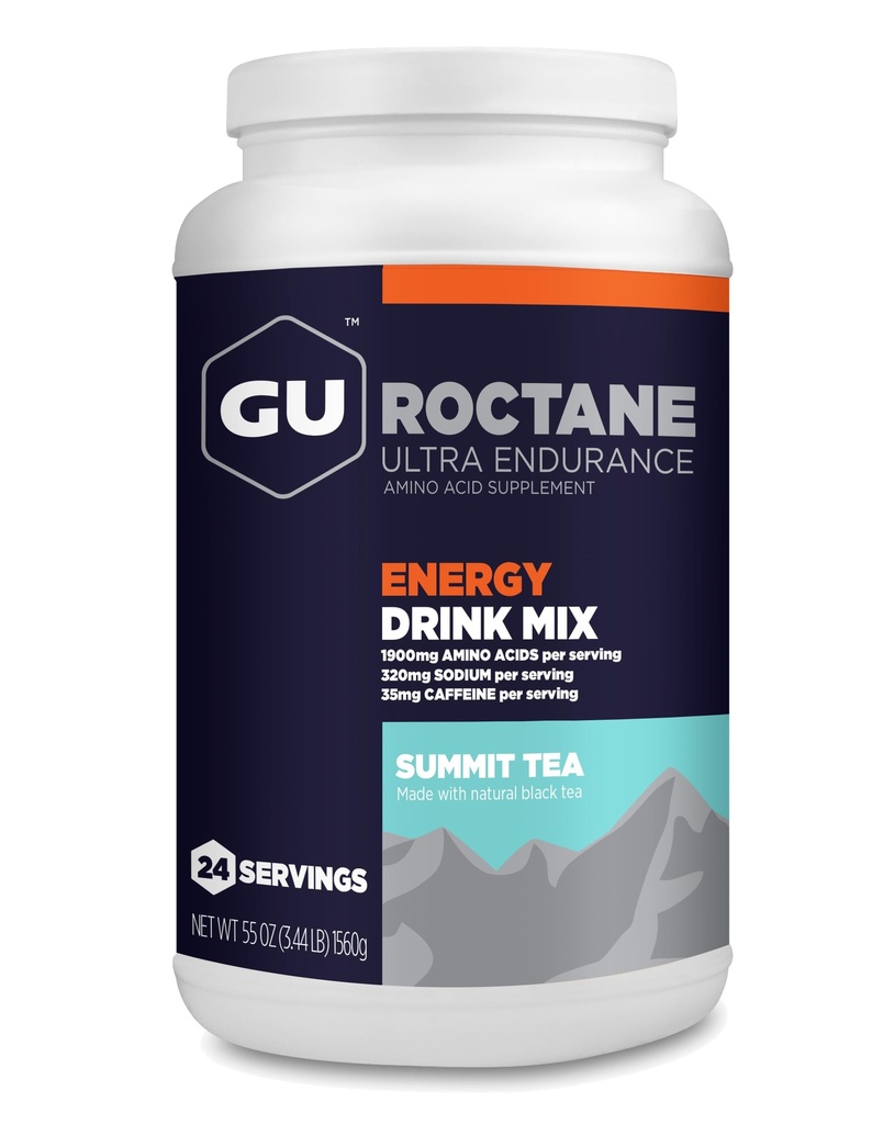 GU 能源 Roctane 超耐力能量饮料 Mix, Vegan, Gluten-Free, Kosher, 35mg of Cafeine, 乳品-免费n-the-Go Energy for Any Workout, 3.44-Pound Jar, 高峰茶
