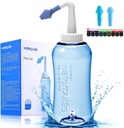 Darate Neti Pot Sinus Rinse瓶,鼻冲洗净压液喷洒,成人和孩子用粘贴温度计免费BPA(500ML)