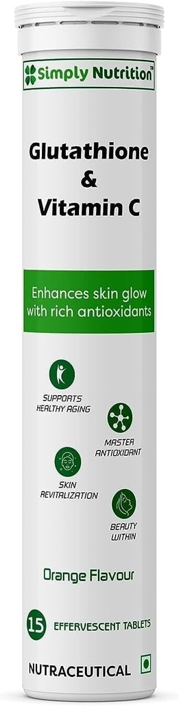 具有维生素C的Glutathione,用于健康与青春的皮肤-男女的Evens Skin Tone. 无糖、橙味、15块Effervescent牌匾(一包)
