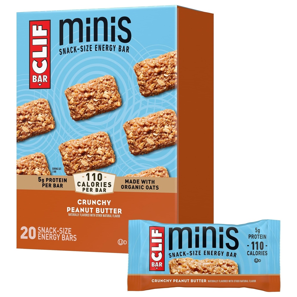 CLIF BAR Minis - Crunchy花生酱 - 用有机食管制成 - 5g蛋白 - 非GMO - 植物基 - Snack - Size Energy Bars - 0.99 oz. (20包)