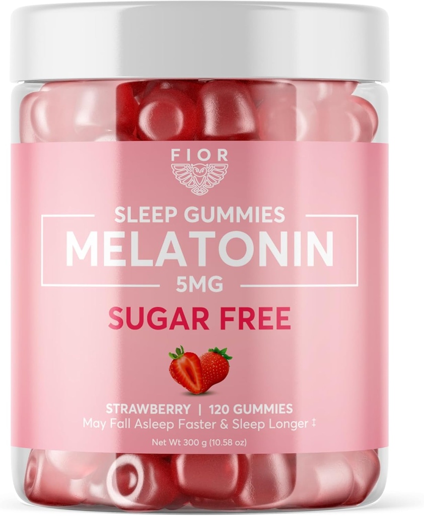 FIOR Melatonin Gummys (Sugar Free Strawberry, 120) (英语).
