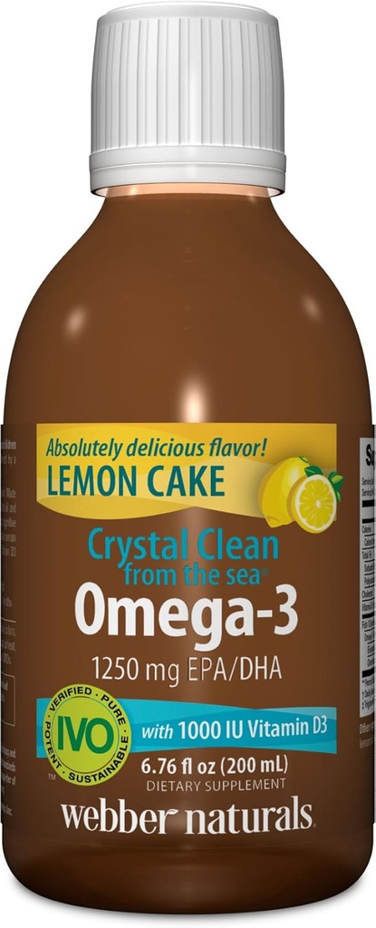 Webber Naturals Crystal Clean from The Sea Omega-3 配有维生素D3,柠檬蛋糕,6.67 流体乌恩斯