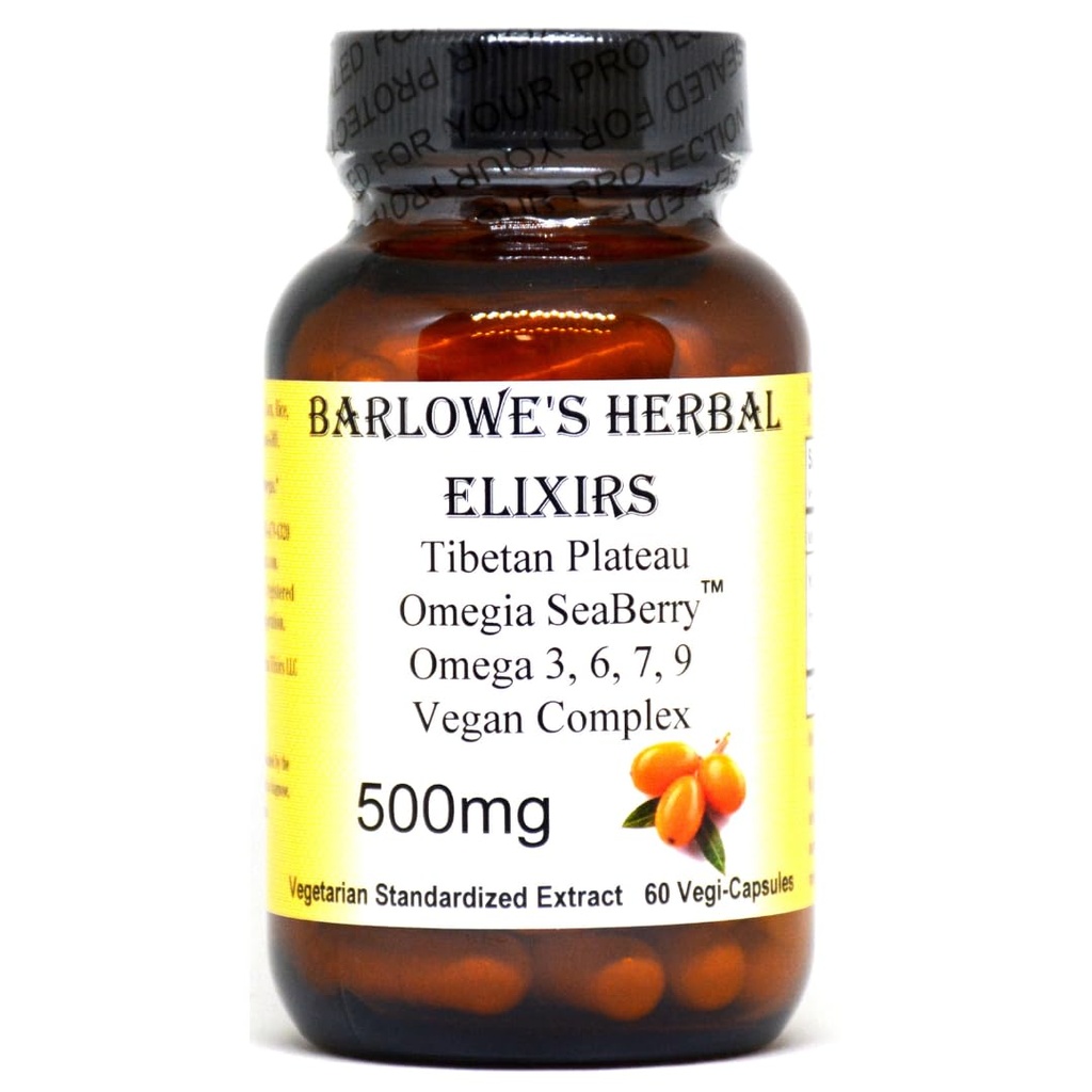Barlowe的草药 Elixirs Omegia SeaberryTM → Sea Buckthorn → 完全 Omega 3, 6, 7, 9 脂肪酸 → 5 mg Per Capsule → 60 Veggie Capsules → → 格拉斯瓶 → 组装自由