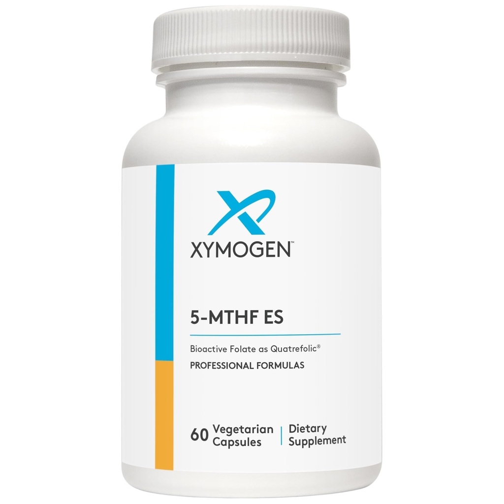 XYMOGEN 5-MTHF ES - 17,000 mcg DFE - 生物活性富集物补充剂作为Quatrefolic - Mood,心血管+甲基化支持 - 维生素B 甲基富集物作为L甲基富集物(60 Capsules)
