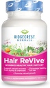RidgeCrest Herbals hair Revive,营养性头发补充剂,配有维生素C,Biotin(6000mcg),锌,以及铜,Hair Vitamins 供女性支持健康头发,皮肤,和Nails(120盖,30个服务对象)