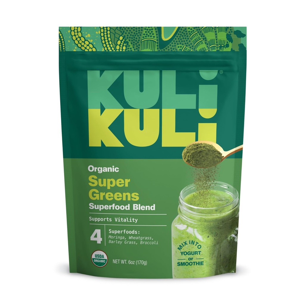 Kuli Kuli Green Power [6 oz] - Super Greens Powder - 营养丹斯·莫林加,小麦草,Brocoli & Barley Grass Blend - 100% 来自偏远农场的植物基有机超级食品锅炉